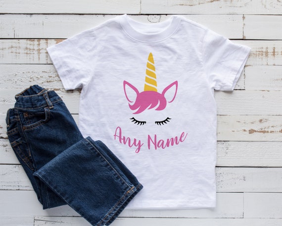 Camisetas infantis personalizadas de unicórnio, roupa