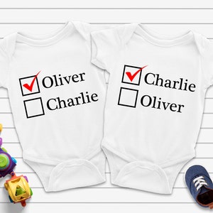 Personalised Twins Bodysuit, Twins Matching Outfit, Gift for Twins, Gift for new-born, Twin baby Bodysuit