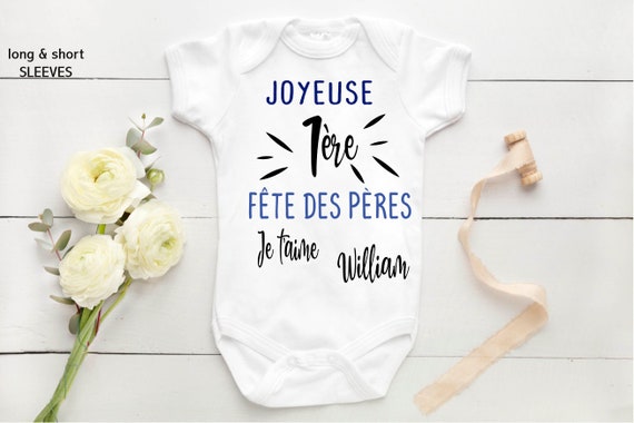 Personnalisé Happy 1st Fête des Pères Bleu Baby Grow rompersuit Sleepsuit Pères Cadeau