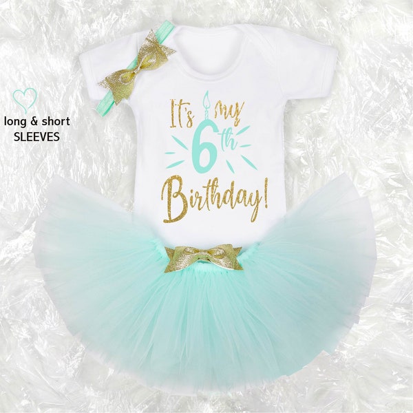 Six Birthday Girl Outfit Personnalisée Birthday Outfit Cake Smash Outfit Rainbow Personnalisée Sixième Anniversaire Girl Outfit CHOISISSEZ LA COULEUR!