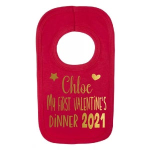 Personalised first Valentines bibs, first Valentines dinner bib, Baby first Valentines Gift, Valentines Baby present