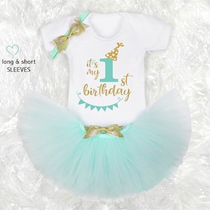 1st Birthday Girl Party Outfit/1st birthday  Cake Smash Outfit/Personalised Birthday Girl Outfit/ First birthday party gift