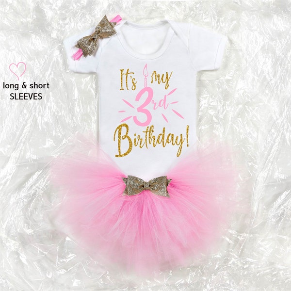 Personalised 3rd Birthday Girl Outfit, Third Birthday Tutu Outfit, Baby Tutu, Cake Smash Outfit, Personalised Third Birthday Girl Outfit