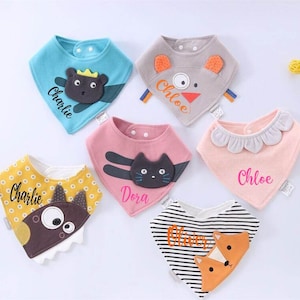 Personalized Baby Bibs, Baby gift, new-born gift, baby shower gift, Animal bibs, Bestseller baby gift