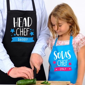 Father and child gift/Personalized  matching dad and kids Apron/ Gift for him/Gift for dad/Gift for Granddad,