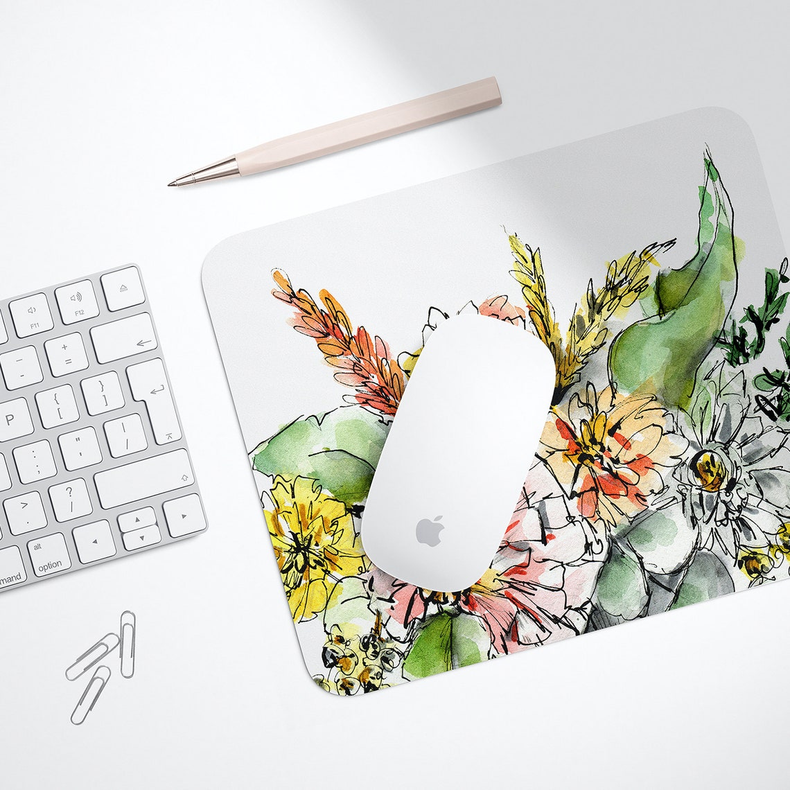 Beautiful Floral Mouse Pad Hand Drawn Floral Mouse Pads Etsy