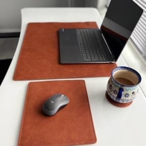 Genuine Leather Desk Set (1 large Desk Pad, Mouse pad, 3 Coasters)
