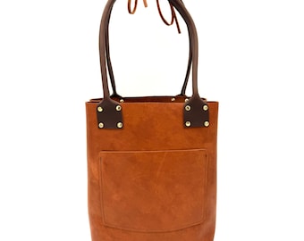 The Duke of Feathersby's signature "Royal Day Tote"--Chestnut and Cognac Leather