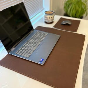 Genuine Leather Desk Set (1 Large Desk Pad, 1 Mouse pad, 3 Coasters)