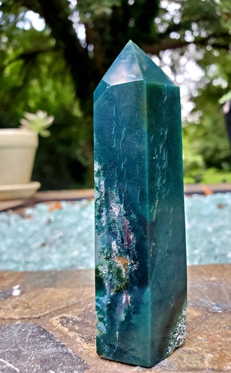 Moss Agate Tower | Etsy
