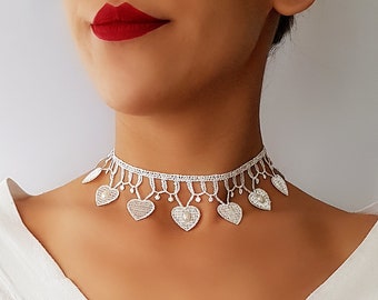Lace Necklace, White lace necklace, Pearl Choker Necklace, White mesh necklace, Collar choker, Bridesmaid gift, Gift for girlfriend,bohomila