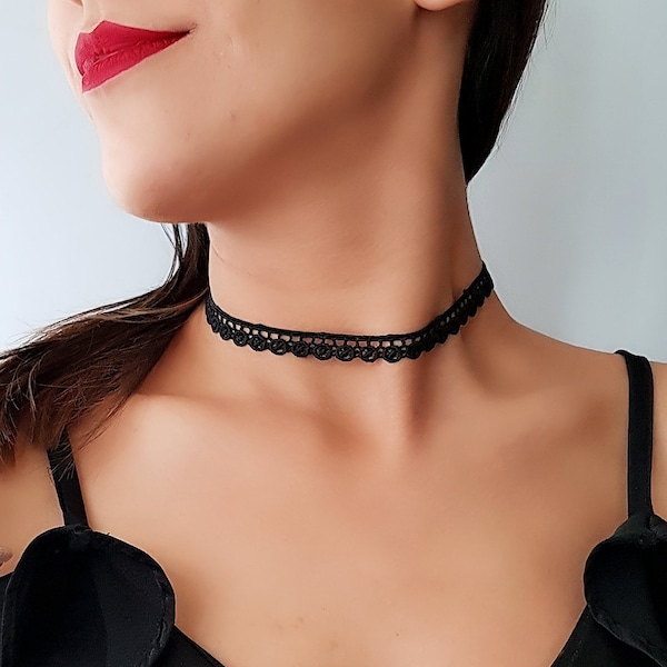 Dainty choker necklace, Black choker necklace, Personalized choker, Collar choker, Trending choker,graduation gift for friend, Wrap choker