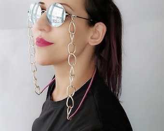 Gold Chain Eyeglass Holder: Cotton Rope Sunglass Lanyard