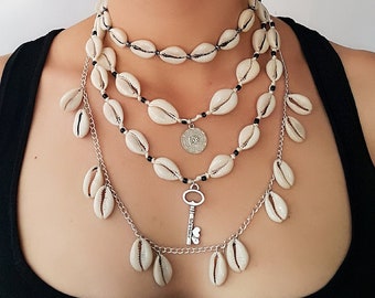 Kauri Muschel Choker Halskette, verstellbar Boho Strand Schmuck