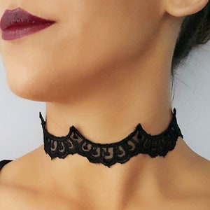 Lace Necklace, Black lace choker, Boho necklace, Patterned lace choker, Charm necklace, Delicate necklace, graduation gift for him, bohomila