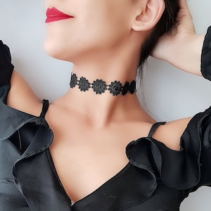 Graduation gift for him, Lace necklace, Black Choker, Floral Choker, Gothic Choker, Lace Necklace, Black Necklace, Wrap choker, Gift for her