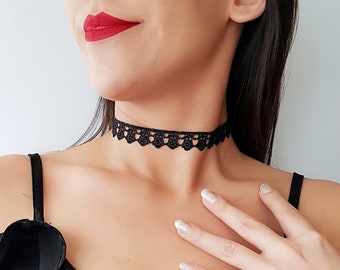 Lace Necklace, Patterned Lace Choker, Tattoo Black Choker, Choker Necklace, Black Choker,  Black Lace Choker, graduation gift for him