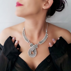 Tribal silver plated necklace , antique silver, boho necklace, Statement jewelry, Silver jewelry, Boho necklaces, Fashion jewelry, Boho chic