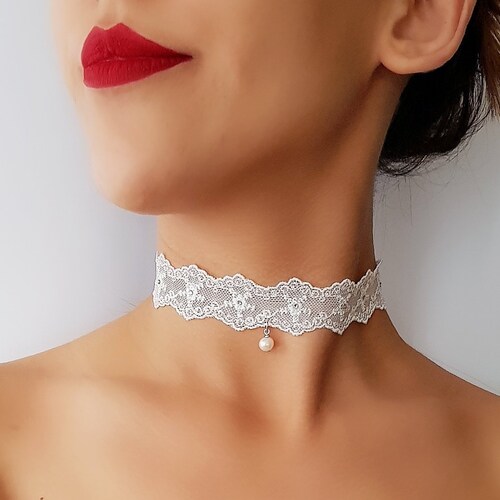 Lace Necklace White Lace Choker Dainty 