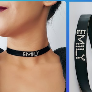 Name necklace,Personalized Choker Necklace,Vegan leather choker Dainty Choker Boho gemstone necklace,initial necklace,statement jewelry