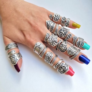 Spoon Ring Floral Spoon ring Silver Spoon Ring Adjustable Ring Victorian Style Boho Spoon Ring Chunky Rings  Bohomila Retro Rings