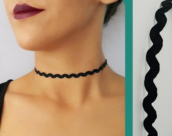 Black ribbon choker necklace, Black wrap choker, Patterned choker, Trendy choker, Tattoo choker necklace, graduation gift for him, bohomila