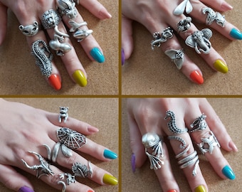 Dierlijke boho ring, leeuwenring, hondenring, haaienring, verstelbare ring, dierlijke sieraden, slangenring, wikkelring, dierenliefhebbers, dierencadeau, crocadile