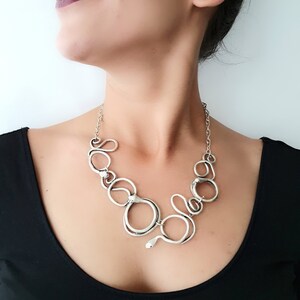 Silver Snake Statement Necklace: Gothic Serpent Jewelry