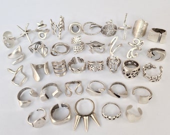 Anel de prata geométrico robusto original Anel de prata moderno na moda Anéis de cúpula abertos simples Anel de torção de padrão longo Anéis