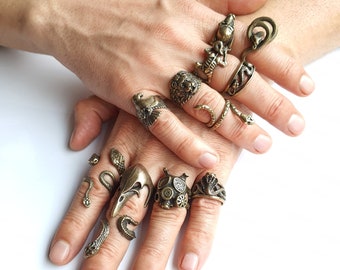 Quality antque brass boho rings Fashion men ring Mens jewelry Boho men Steampunk rings Animal rings Skull rings Rustik ring  Unisex rings