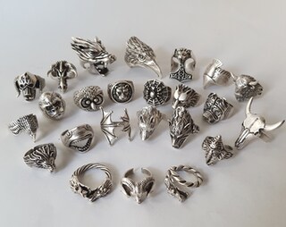 GTHIC Anello Per Pollice In Acciaio Inossidabile Per Uomo Donna Vintage Aquila Becco Anelli Goth Anello Per Arciere Anello Memento Mori Di Moda Regali Di Gioielli Per Animali Taglia 7