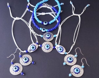 Pulsera ajustable de ojo malvado: cuentas de concha de cauri, amuleto de buena suerte