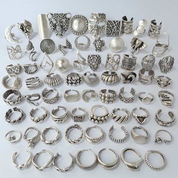 Moderne ring, minimale ringen, zilveren koepelring, enkelvoudige ring, verstelbare ring, open ring, grote ringen, stevige  croissant  ring