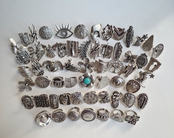 Adjustable Silver Plated Ring: Chunky Boho Statement Ring