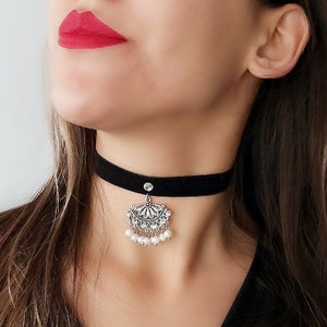 Collier choker perle, choker minuscule, choker Waterpearl, collier choker en cristal, Cadeau pour ses cadeaux Trendly Trend Black choker, Dainty choker,