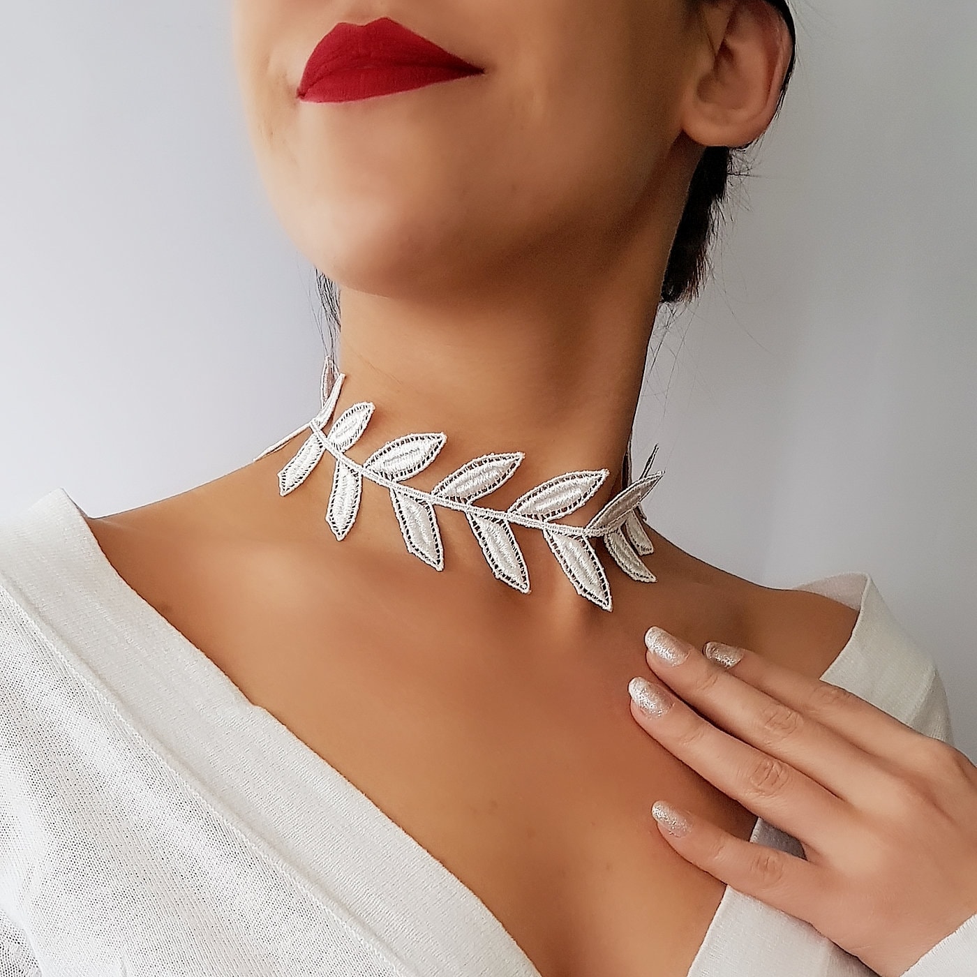 Lace Necklace Wintage White Choker 