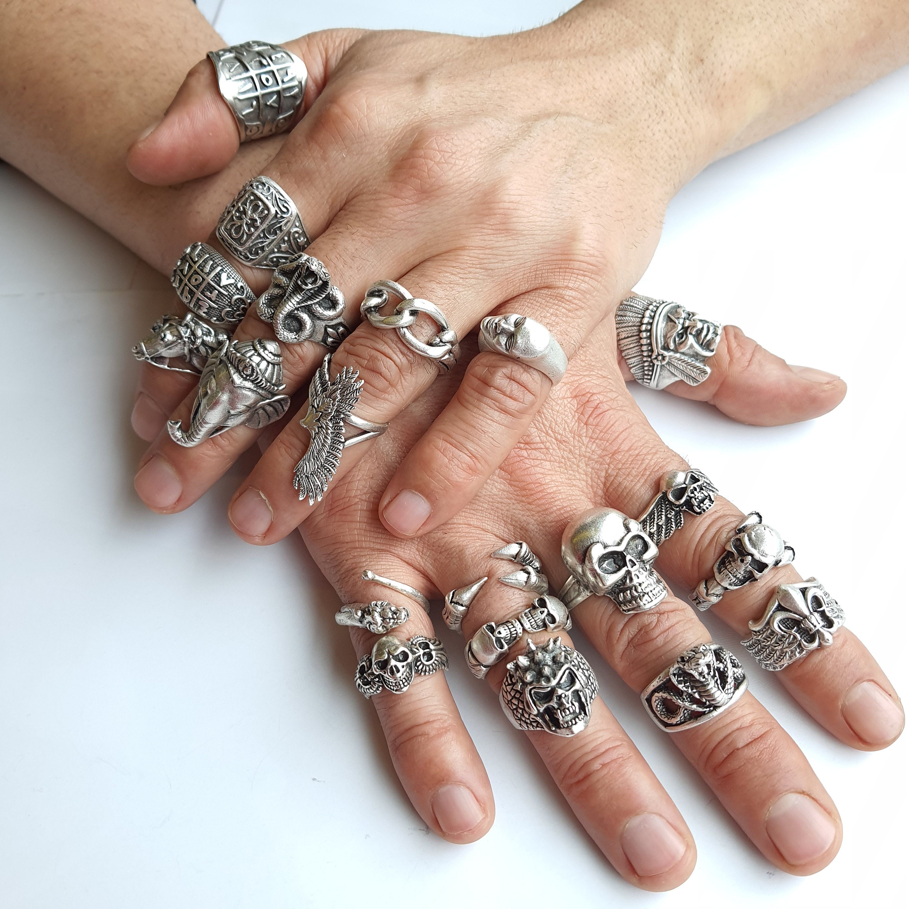 Buy Stylish Man Silver Rings Mens Ring Large Mans Ring Boho Men Silver Man  Band Ornament Ring Men Silver Ring Stacking Man Ring Men Jewelry Online in  India - Etsy