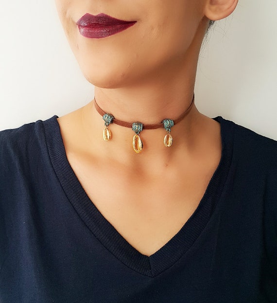 Shell necklace choker gold clearance