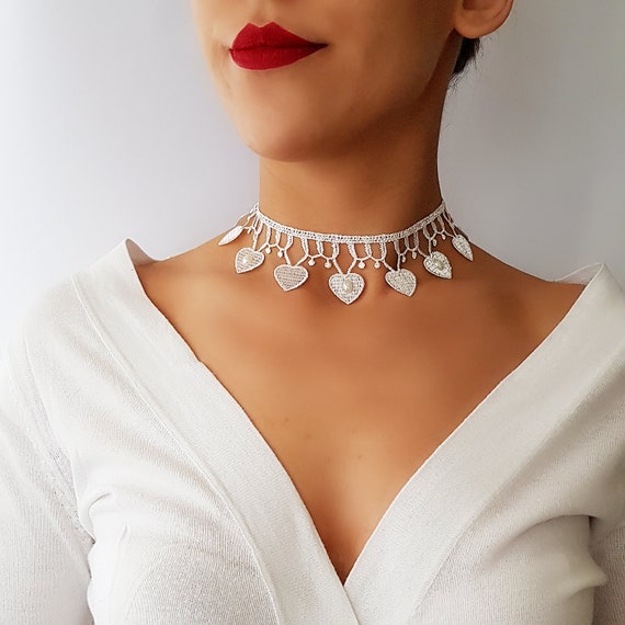 Buy Lace Necklace White Lace Necklace Pearl Choker Necklace