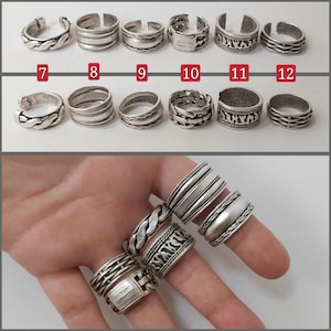 Mannen ringen, zilveren ondertekende ring, mannen sieraden, zilveren mannen sieraden, band ring, herenring zilver, mode mannen ring, herenring, stapelring cadeau afbeelding 3