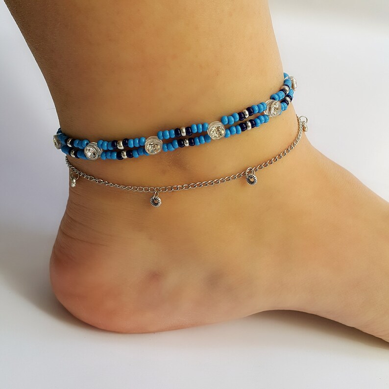 hemp anklet,Boho anklet,Blue anklet,Beaded anklet,Anklet,Gifts Blue anklet,indian anklet,hotwife anklet,layered anklet,personalized anklet