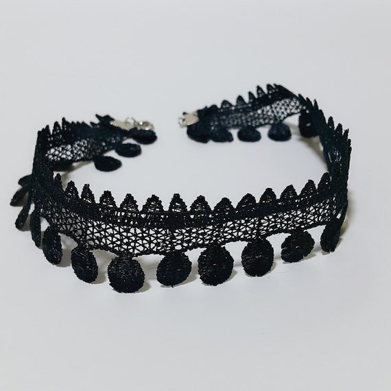 Initial Multi-Strand Black Tattoo Choker Necklace - L