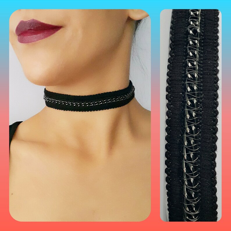 Black twist curb chain choker Black choker Gótico gargantilla Etsy España