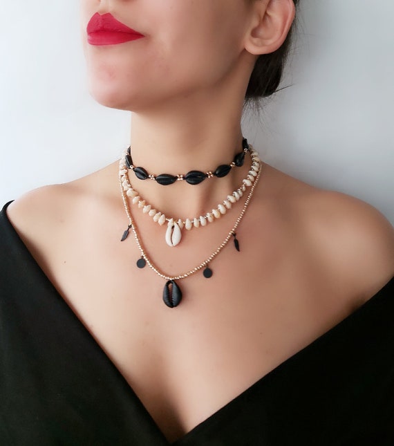 KELITCH Collana Choker Y Con Ciondolo E Bracciale Perline – Fatto A Mano, Stile Spiaggia