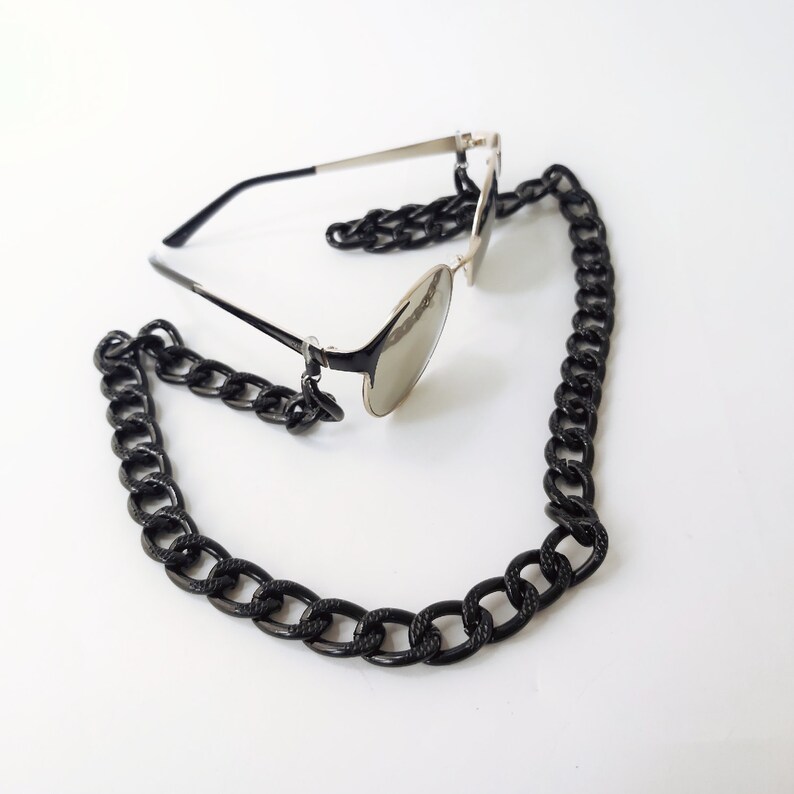 Black Glasses Chains Chunky Glasses Chain Eyeglass Necklace Etsy