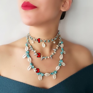 Turquoise Seashell Choker,hawaiian Necklace, Beach Necklace,seashell ...