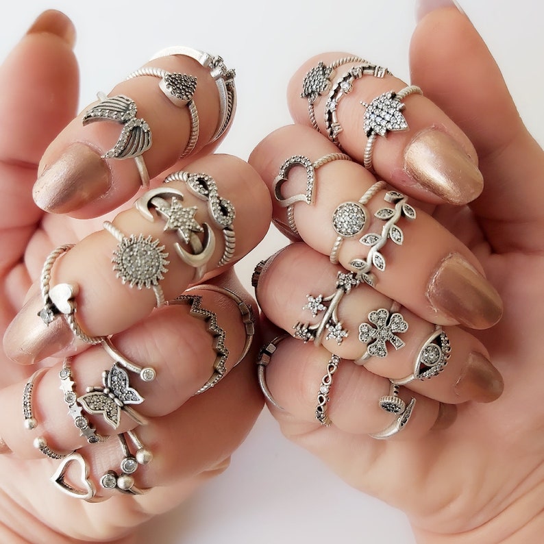 Tiny Stacking Ring Silver Zircon Stone Midi Ringchevron Etsy