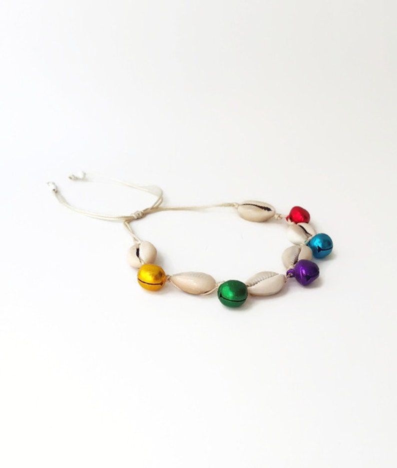 Colored bell anklet Boho Anklet Jingle Bells Ankle Bracelet for Woman,puka shell anklet Bracelet bohomila Sea shell and bell anklet
