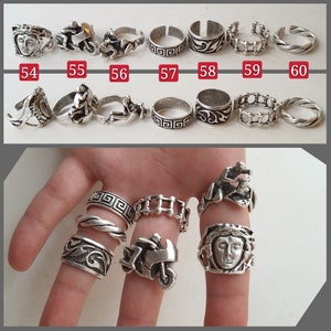 Mannen ringen, zilveren ondertekende ring, mannen sieraden, zilveren mannen sieraden, band ring, herenring zilver, mode mannen ring, herenring, stapelring cadeau afbeelding 9