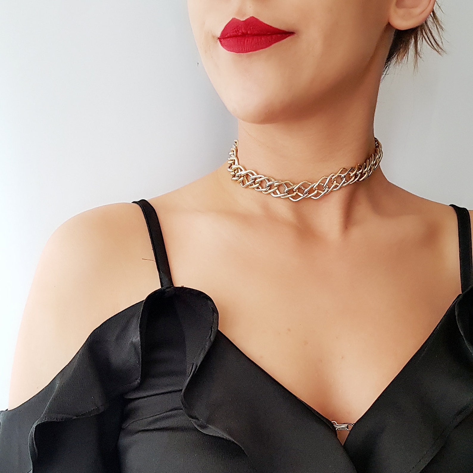 Dual Chain Choker Specialty Chain Choker Stylish Choker - Etsy